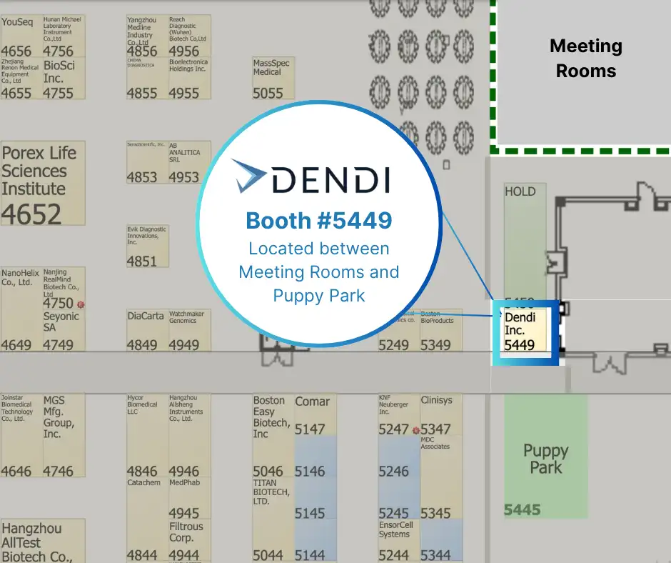 Dendi booth location at ADLM